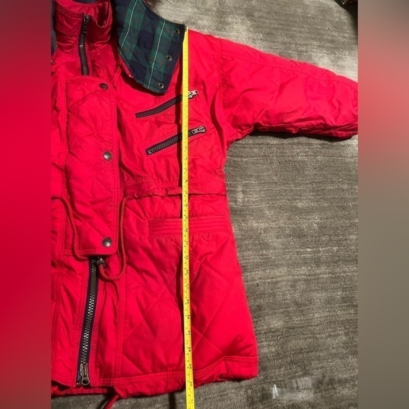 Mulberry Street Outerwear Red Puffy Goose Down Jacket with silver Fox fur Small - Picture 8 of 8